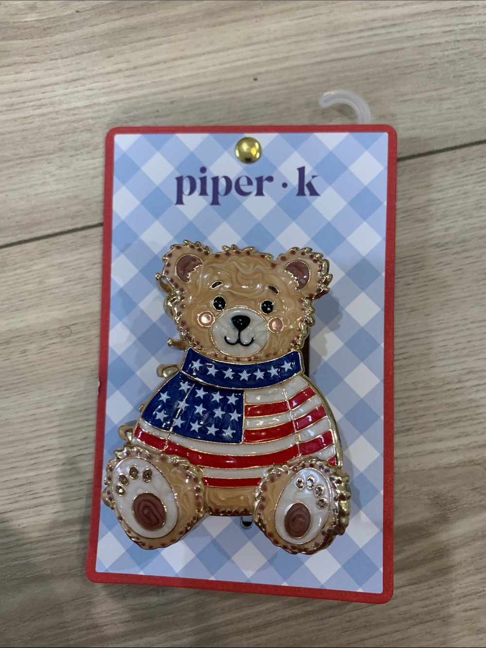 Piper K metal Enamel Teddy Bear - hair clip